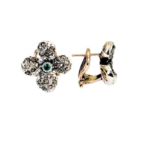 Orecchini in oro e argento, con smeraldo e diamanti OR-TENSIA M1 OR 9KT-925