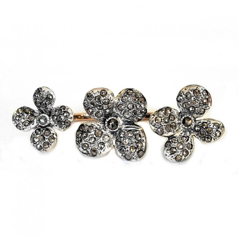 Anello in oro e argento con diamanti OR-TENSIA TRI LI AN 9KT-925