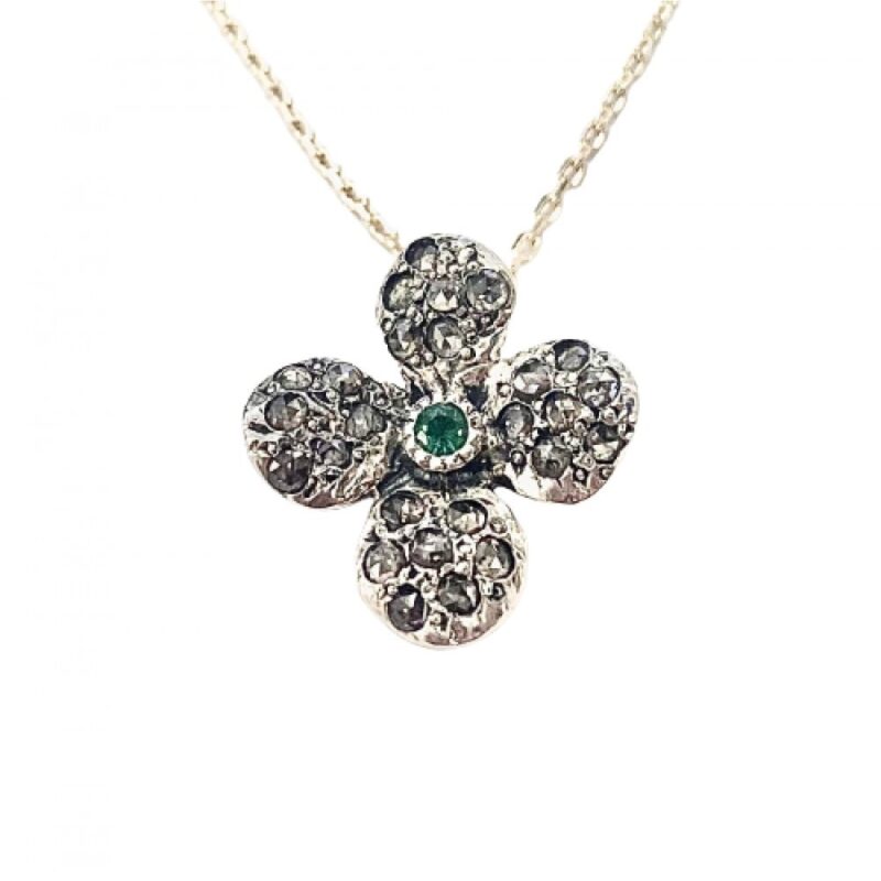 Pendente in oro e argento, con smeraldo e diamanti OR-TENSIA M1 CION 9KT-925