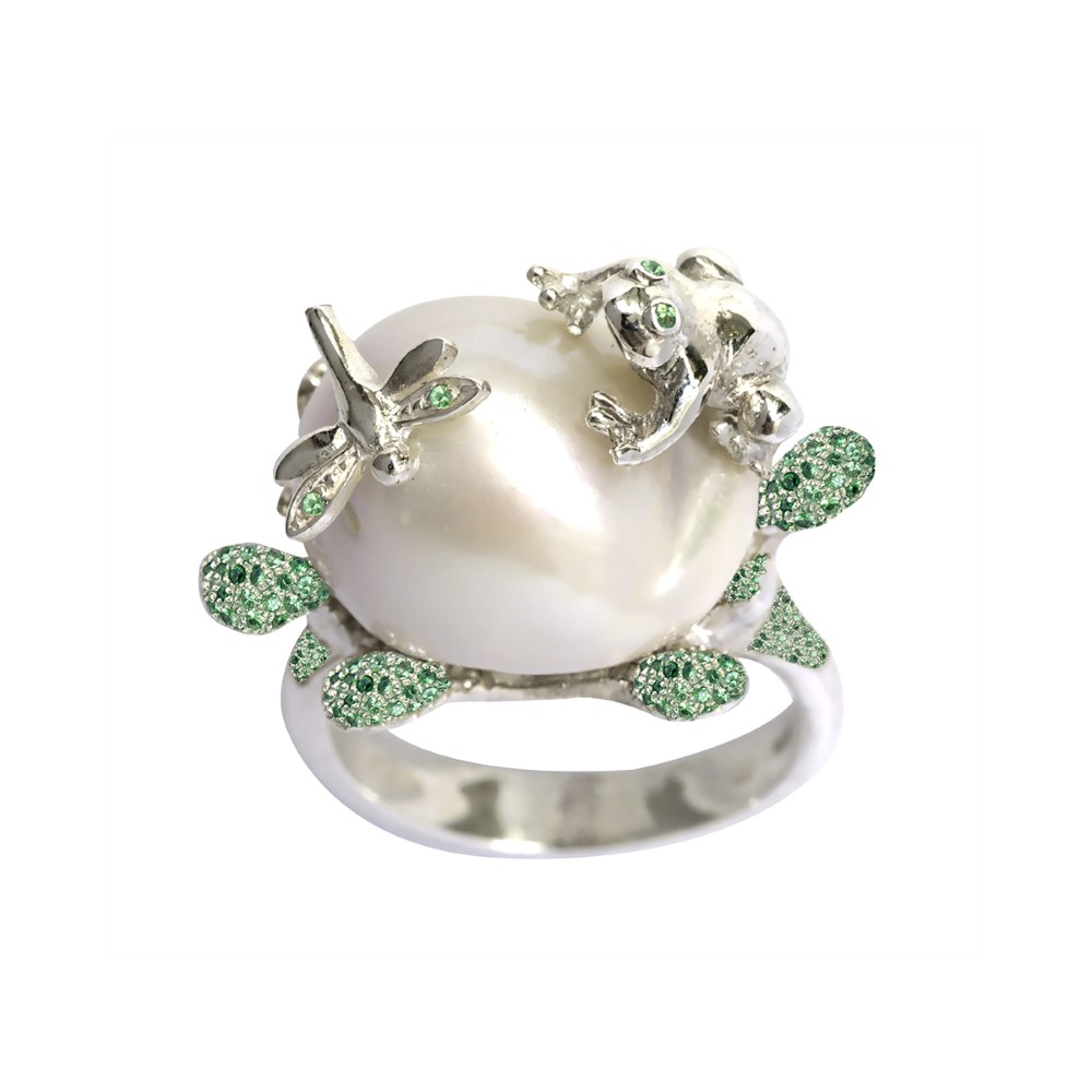 Anello in argento con zirconi e perla AF 002 R-L AN