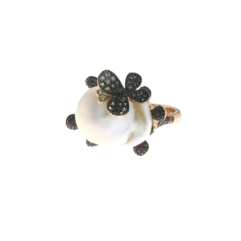Anello in argento con zirconi e perla AF 003 F AN