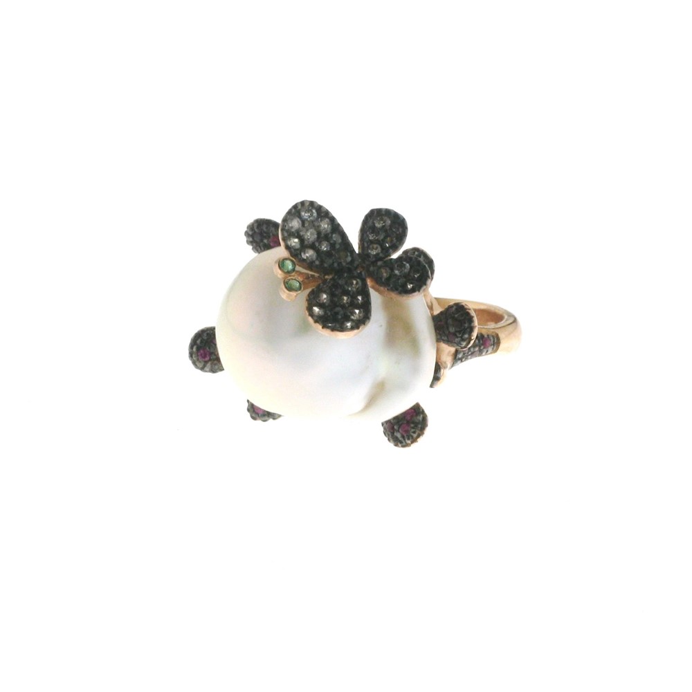 Anello in argento con zirconi e perla AF 003 F AN