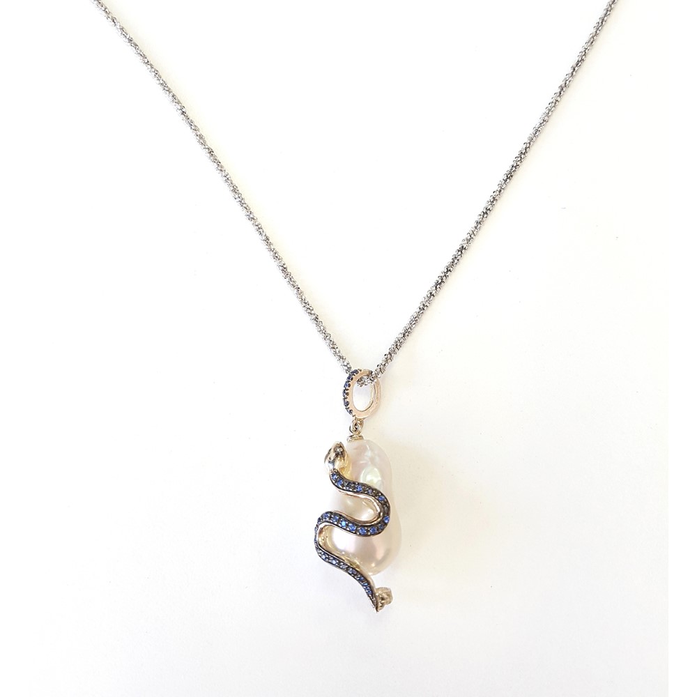 Pendente in argento con zirconi e perla AF 001 S CION