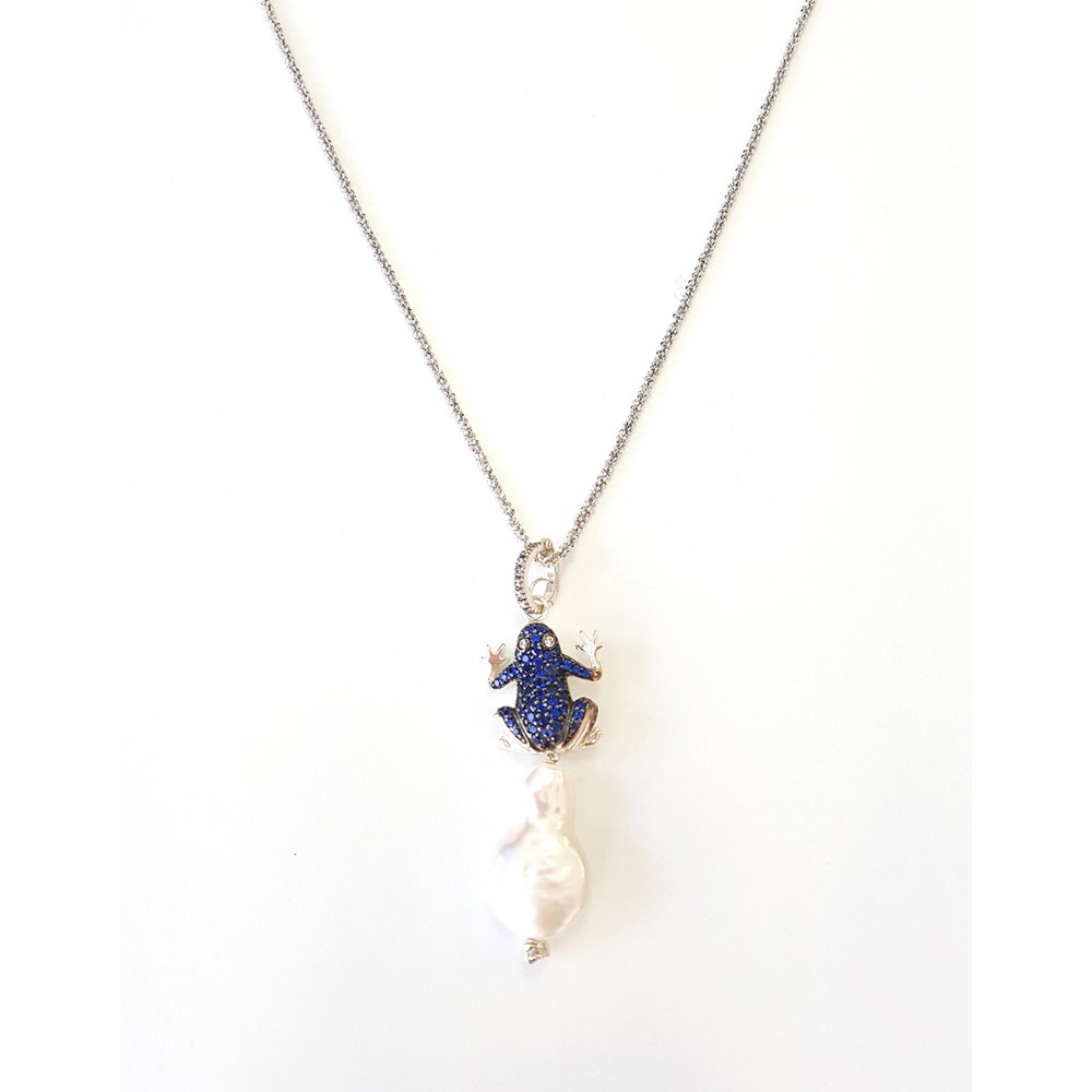 Pendente in argento con zirconi e perla MOD 237 C R P