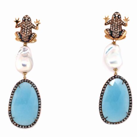 Orecchini in argento e zirconi, con perle e pietre MOD.279OR.R