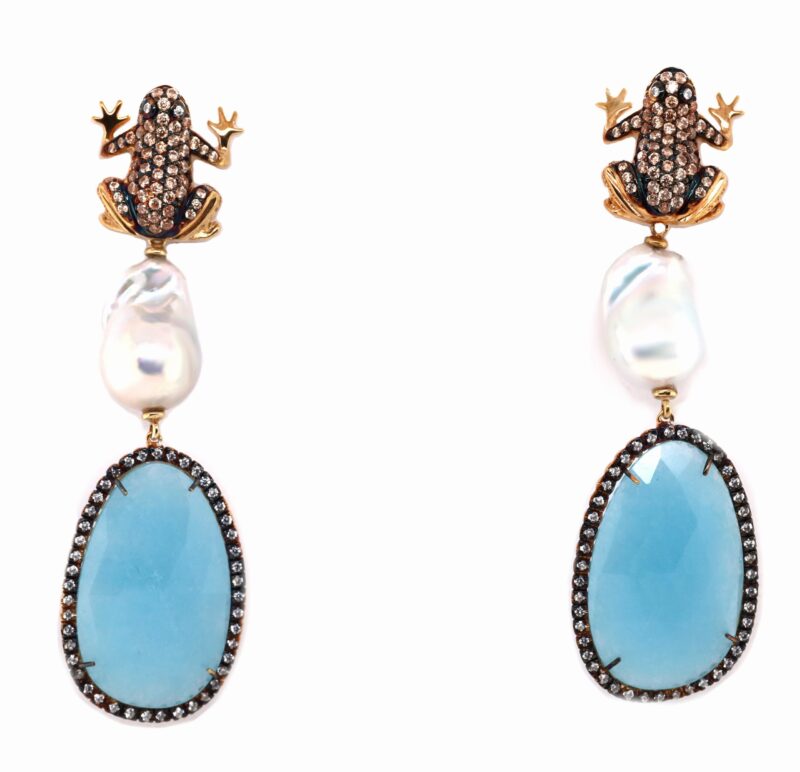 Orecchini in argento e zirconi, con perle e pietre MOD.279OR.R