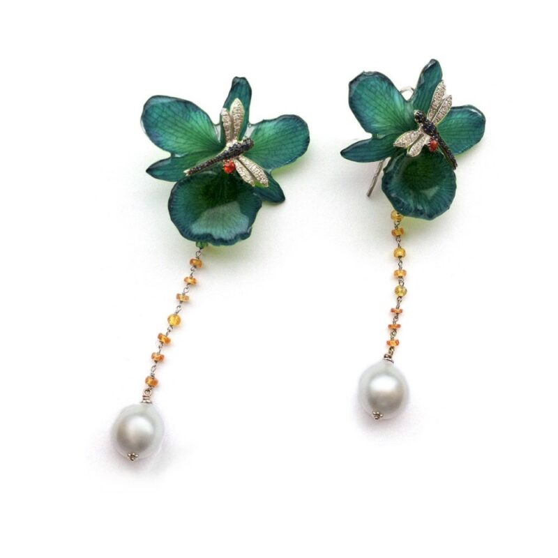 MOD. T 22 OR 2 ARGENTO 925 ORCHIDEA BLU E ZIRCONI