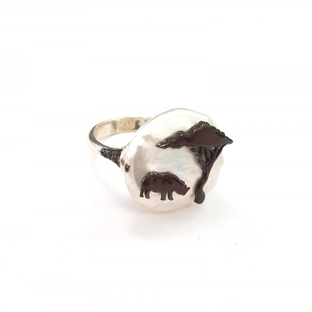Anello in oro e brillanti con perla B&W RINO AN