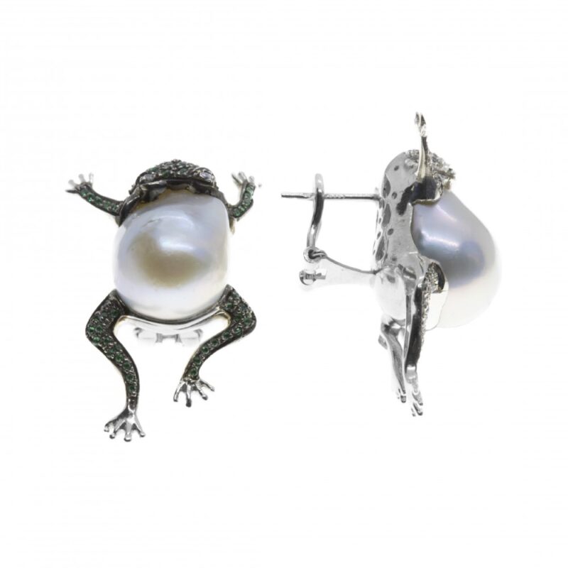 Orecchini in argento con zirconi e perle MOD.309 ROSPO OR