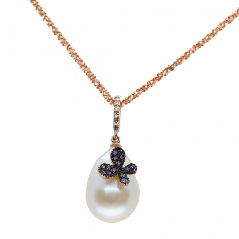 Pendente in argento con zirconi e perla AF 007 FARF CION