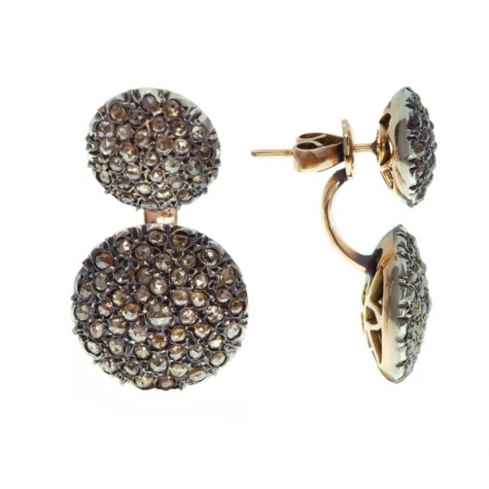 Orecchini in oro e argento con diamanti PAR.ST.NEW OR DOPPIO
