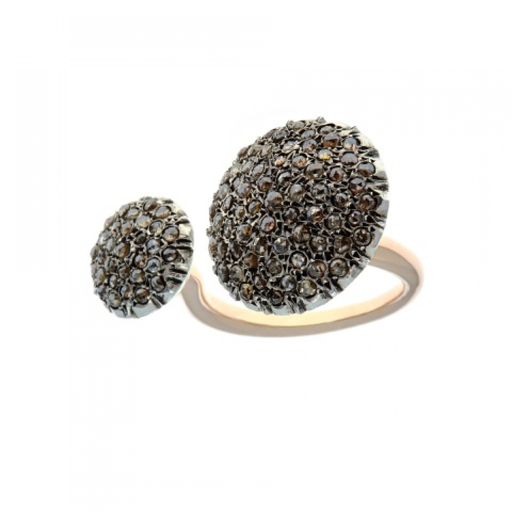 Anello in oro e argento con diamanti PAR.ST.NEW AN DOPPIO