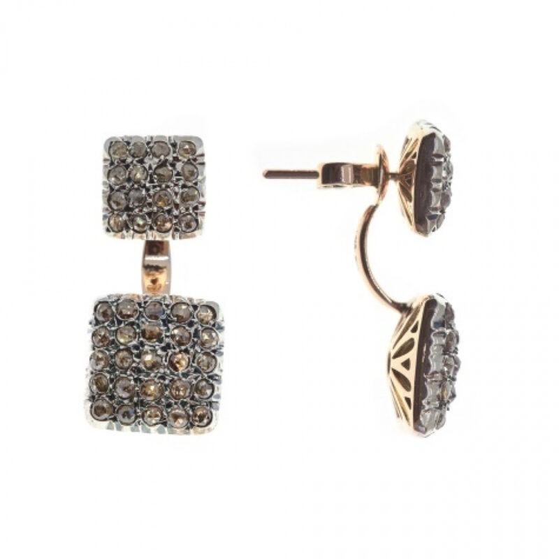 Orecchini in oro e argento con diamanti PAR.ST.NEW QUAD OR DOPPI