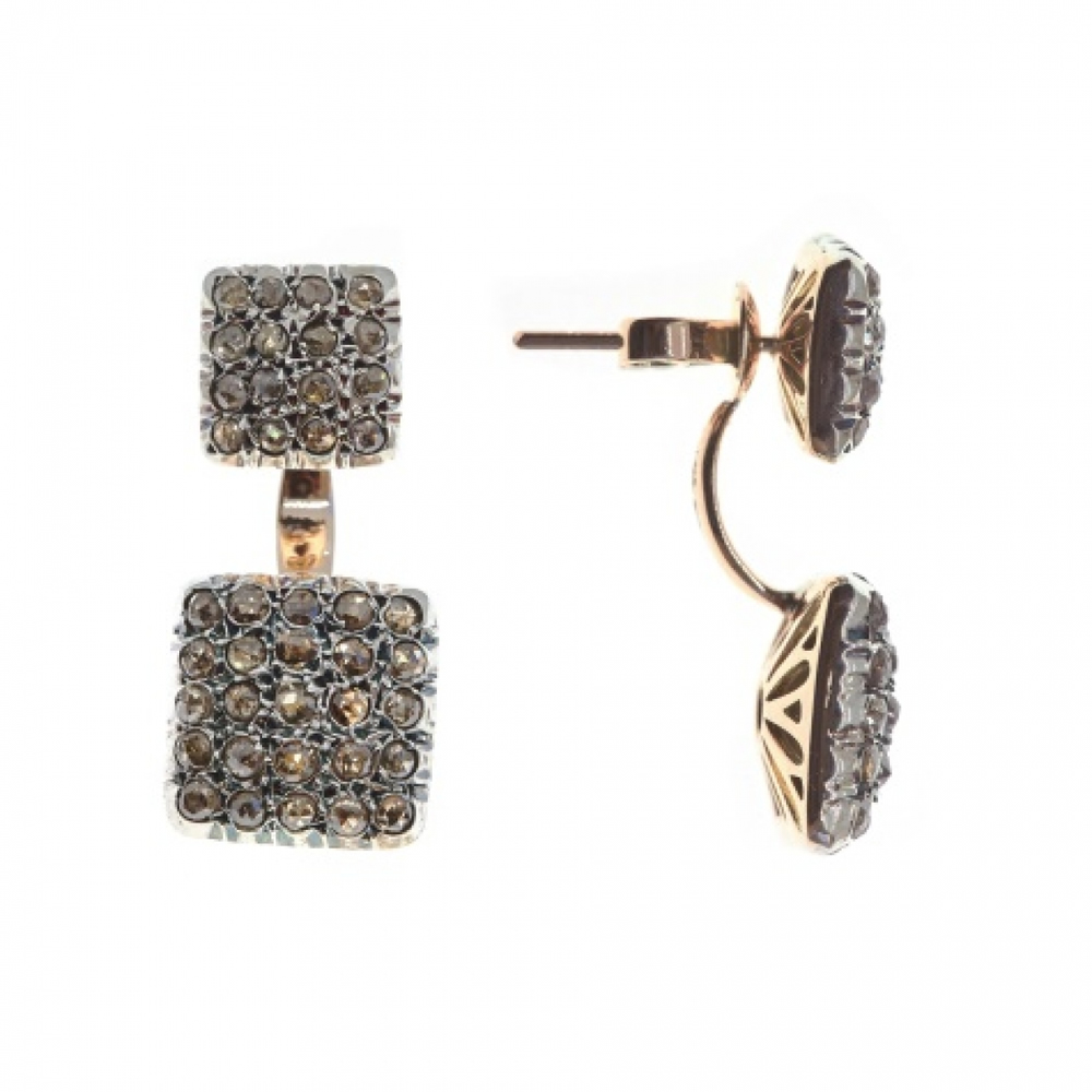 Orecchini in oro e argento con diamanti PAR.ST.NEW QUAD OR DOPPI