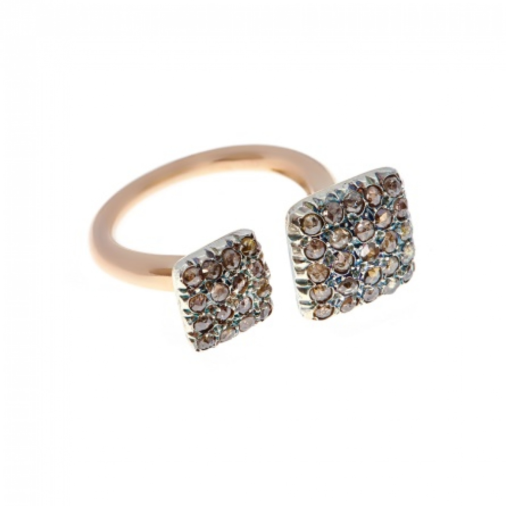 Anello in oro e argento con diamanti PAR.ST.NEW QUAD AN DOPPIO