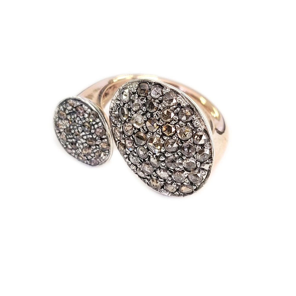 Anello in oro e argento con diamanti ETNA AN DOPPIO