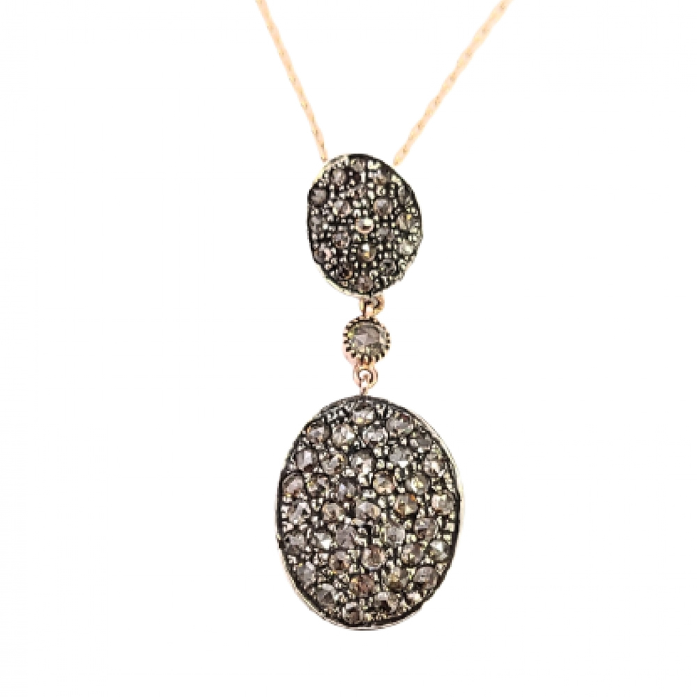Pendente in oro e argento con diamanti ETNA CION DOPPIO