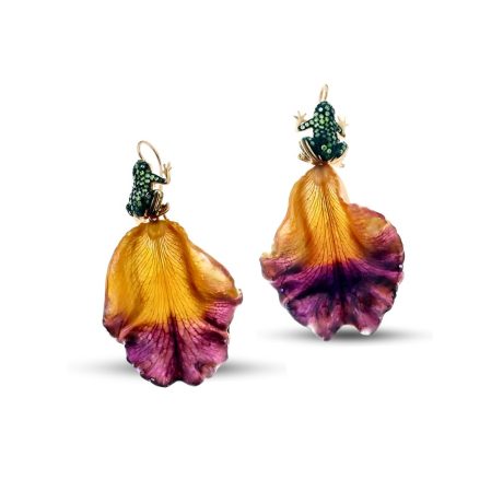 Orecchini Rana in Argento con Zirconi e Petali veri MOD. 278 OR R