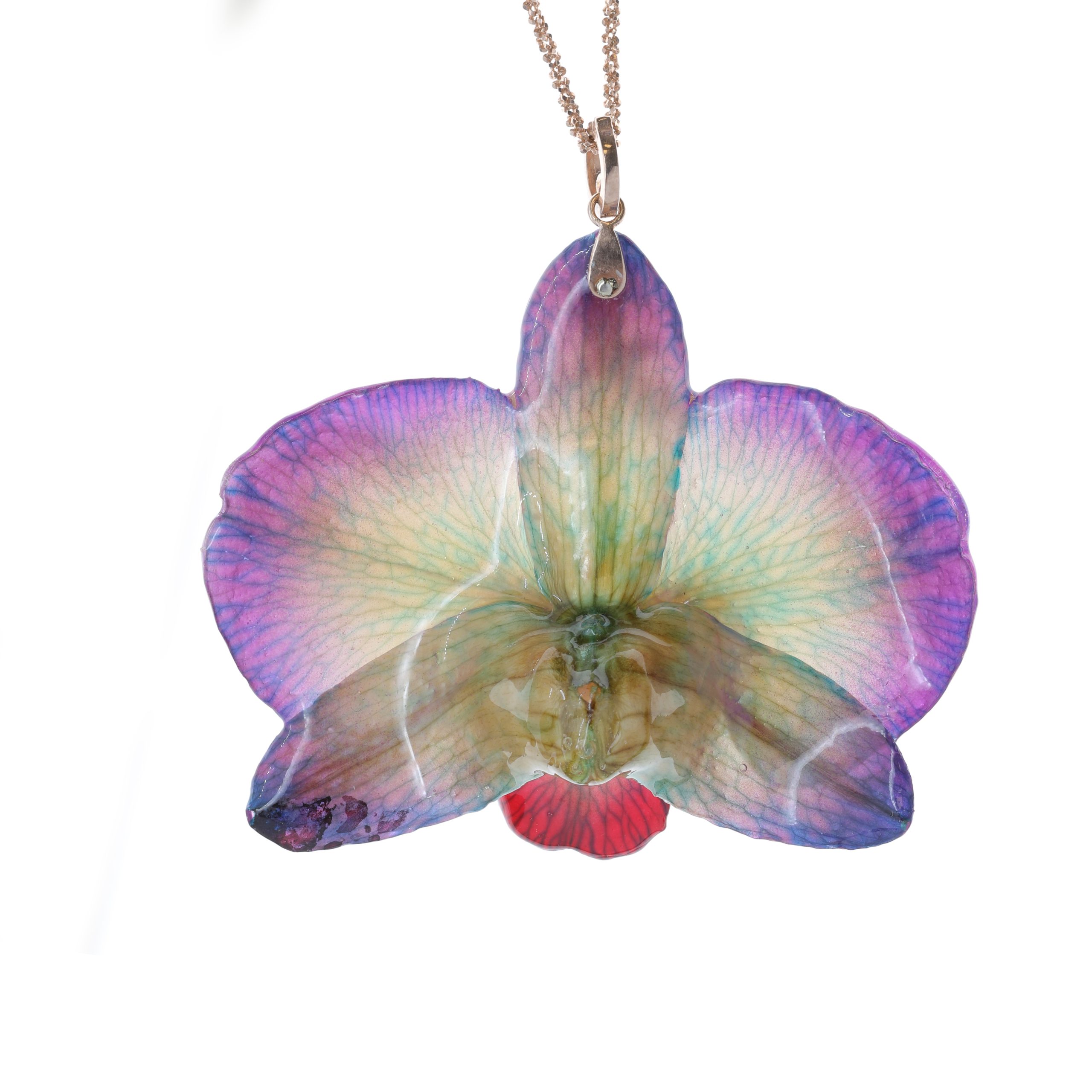 Pendente Orchidea vera con Libellula, Brillanti, Tzavorite e Perla <br><h6>MOD. T 10 CL 3</h6> - immagine 3