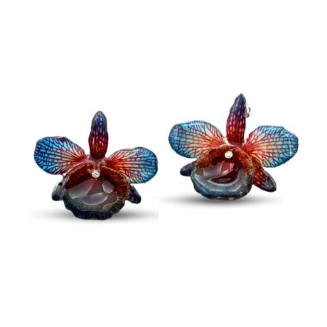 Orecchini in oro e brillanti, con orchidee MOD. T 61 OR
