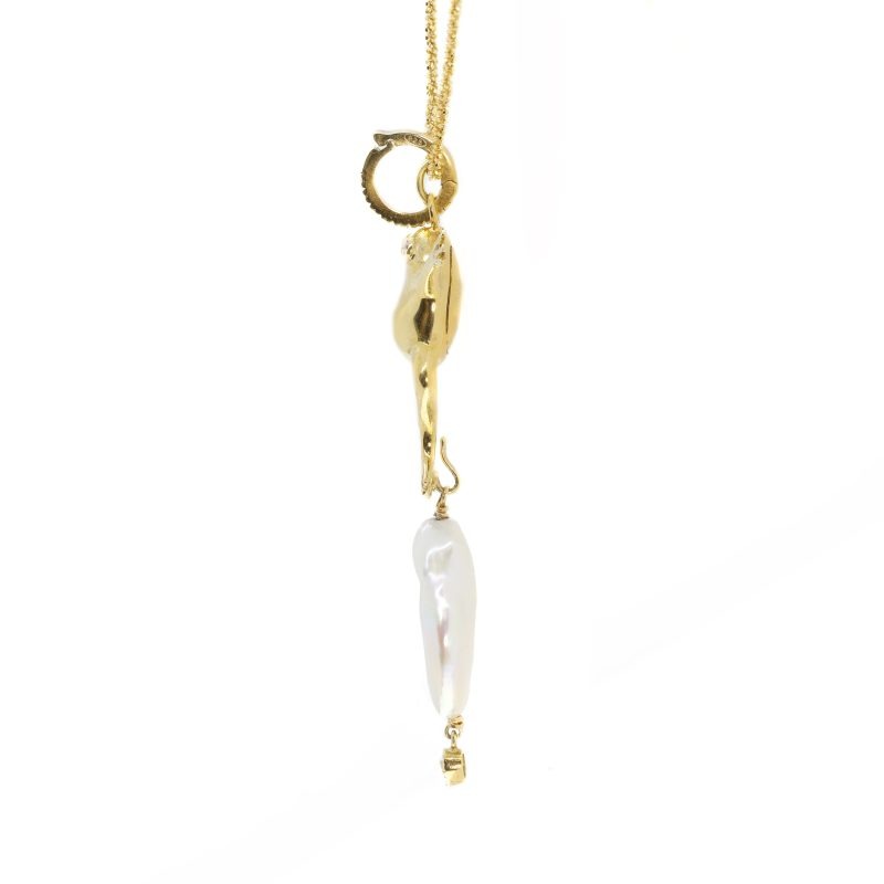 Pendente Rana in Argento con Zirconi e Perla <br><h6>MOD.253C.R.J. LISCIA</h6> - immagine 3