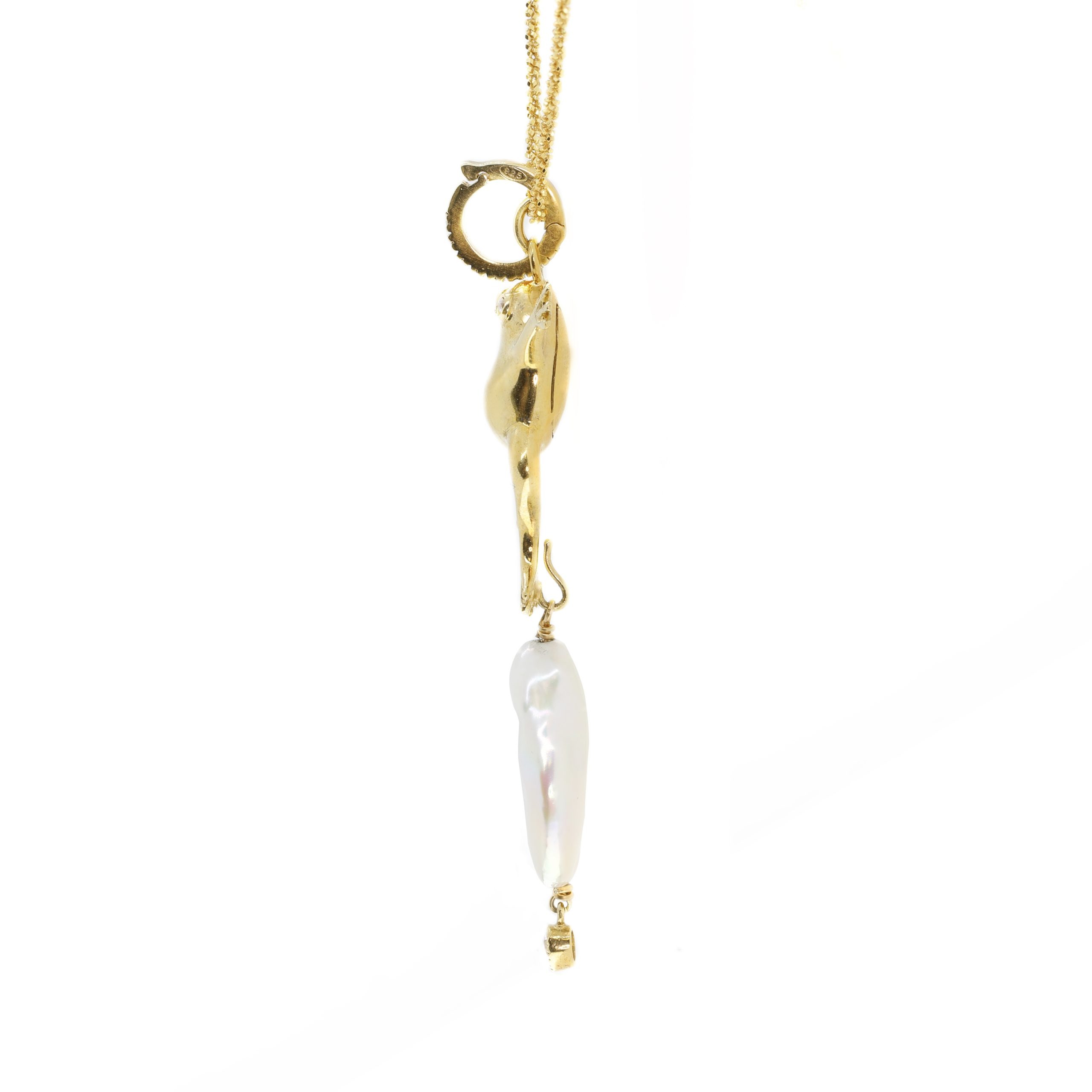 Pendente Rana in Argento con Zirconi e Perla <br><h6>MOD.253C.R.J. LISCIA</h6> - immagine 3