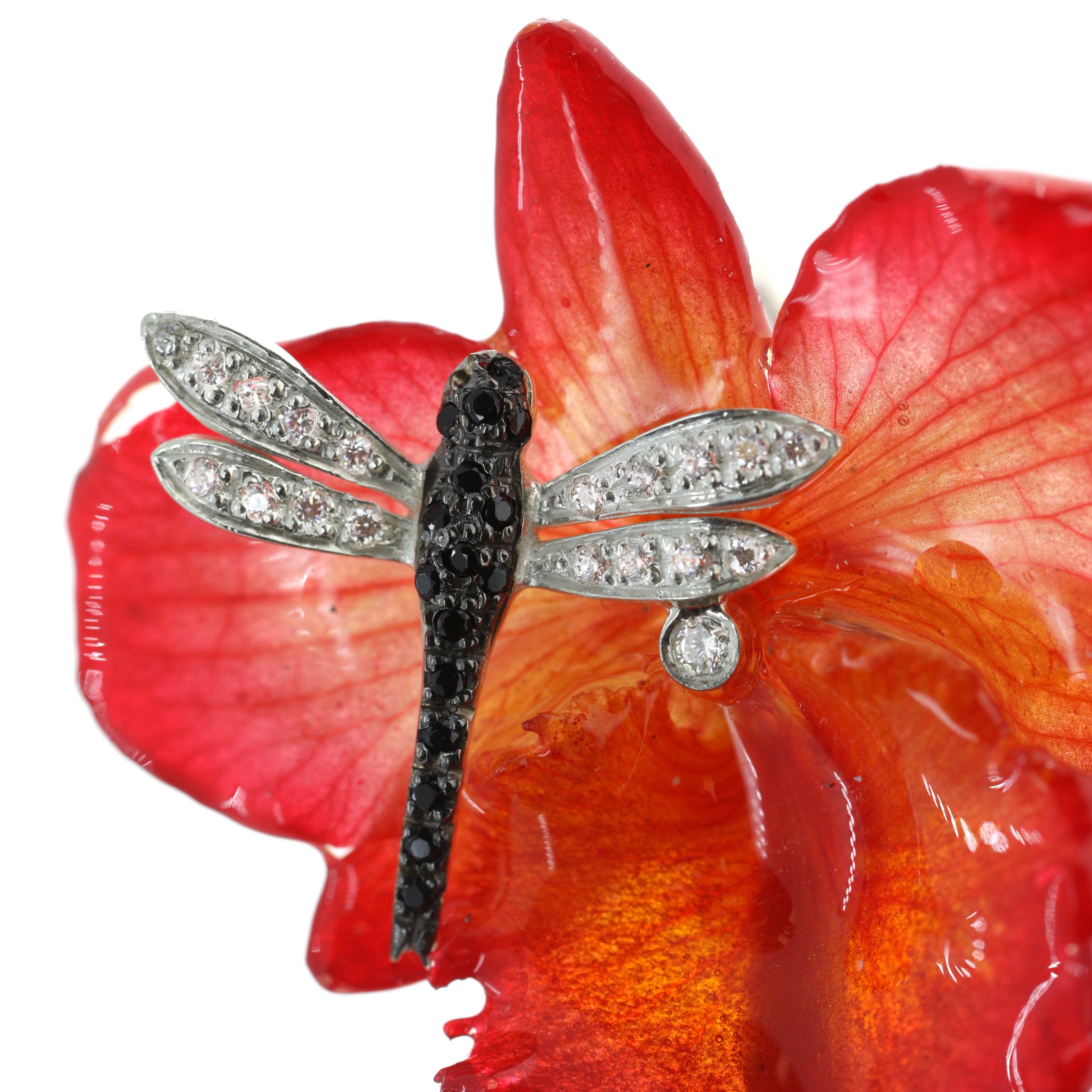 Orecchini con Libellula, Orchidee vere e Pietre preziose<br><h6>MOD. T 60 OR</h6> - immagine 2