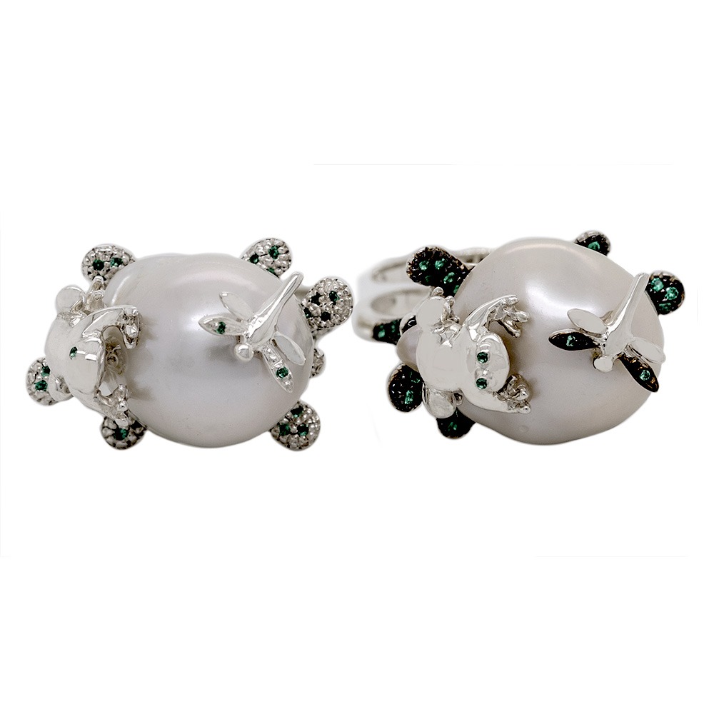 Anello Rana e Libellula in Argento con Zirconi e Perla <br><h6>AF 002 R-L AN</h6> - immagine 2