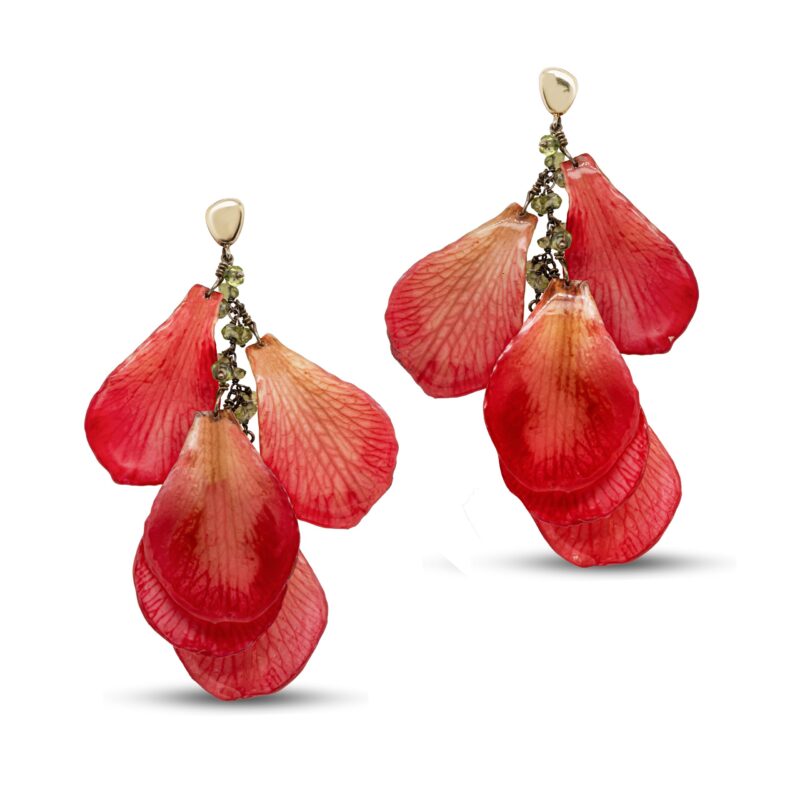 Orecchini in Argento con Pietre semipreziose e Petali veri mod-264-or-5-p