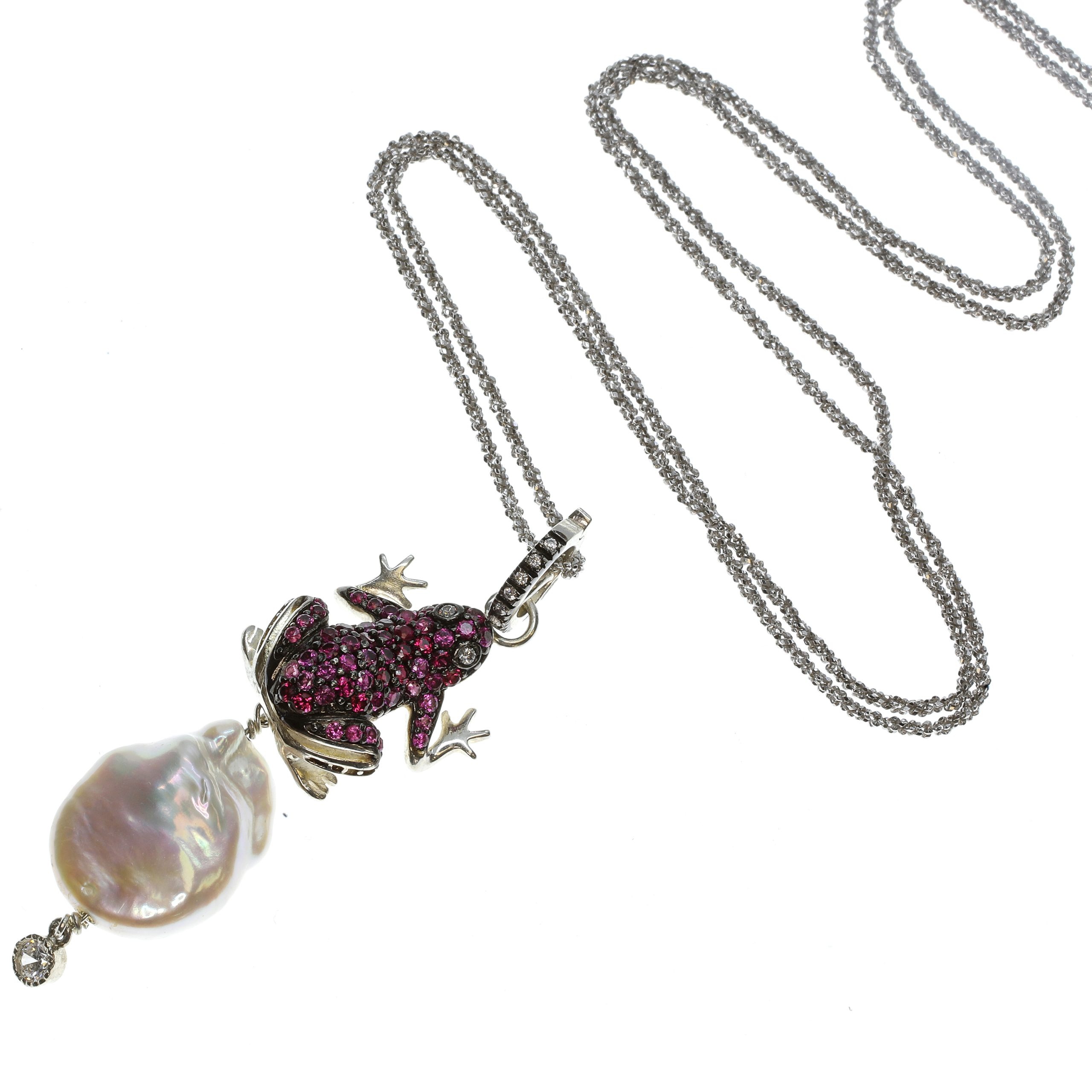 Pendente Rana in Argento con Zirconi e Perla <br><h6>MOD 237 C R P</h6> - immagine 2