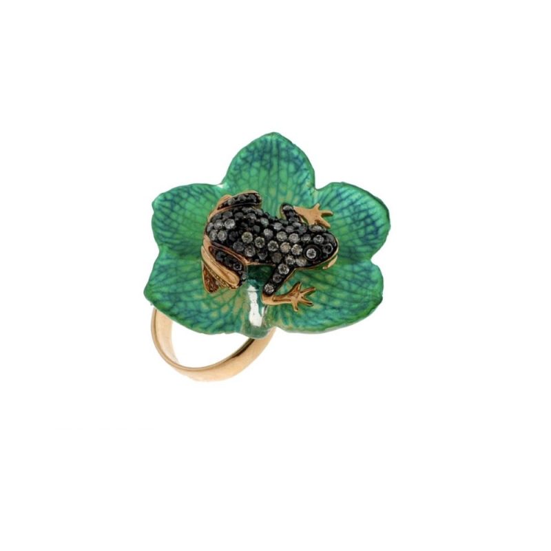 Anello Rana in Argento con Zirconi e Orchidea vera  <br><h6>MOD. 272 AN R</h6> - immagine 5