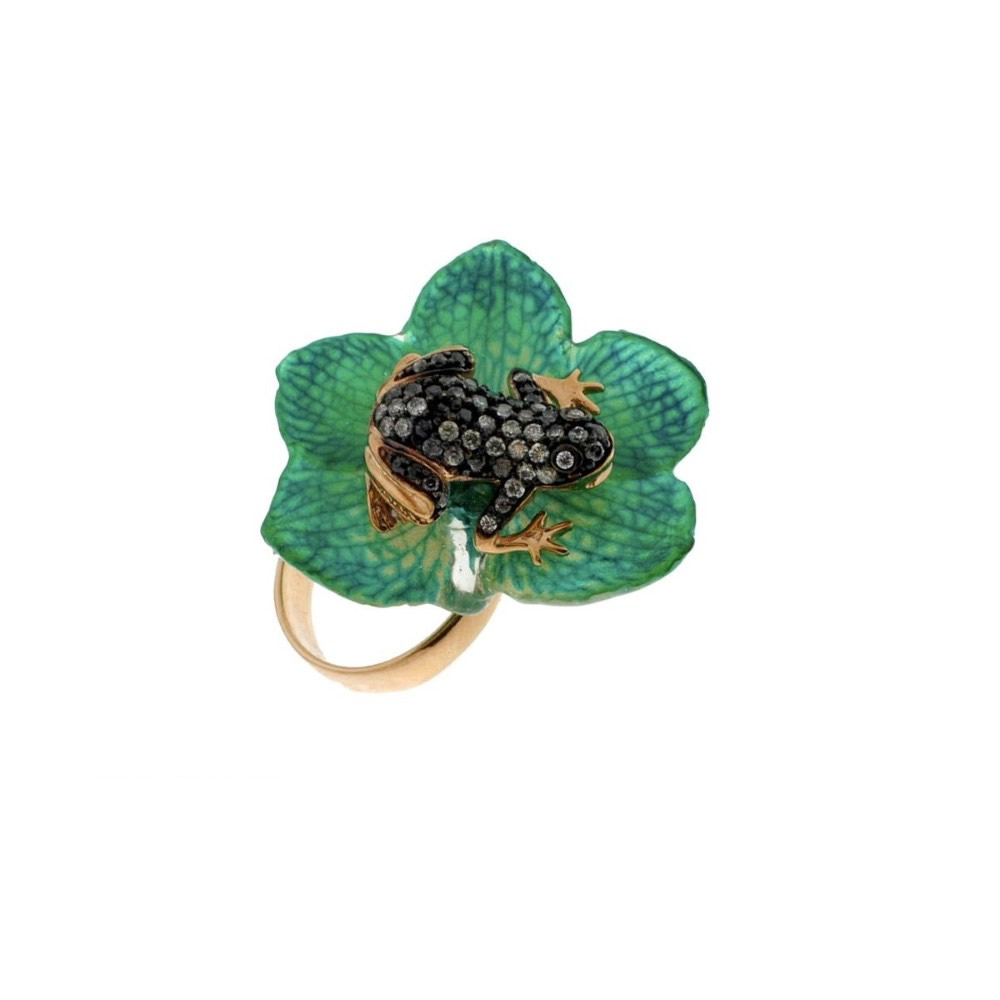 Anello Rana in Argento con Zirconi e Orchidea vera  <br><h6>MOD. 272 AN R</h6> - immagine 5