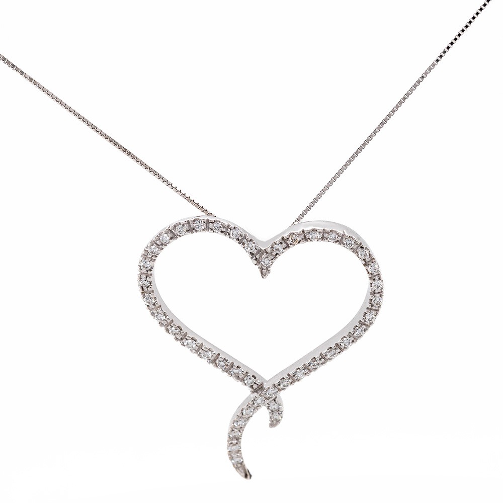 Ciondolo a forma di cuore, in oro e brillanti CION-076