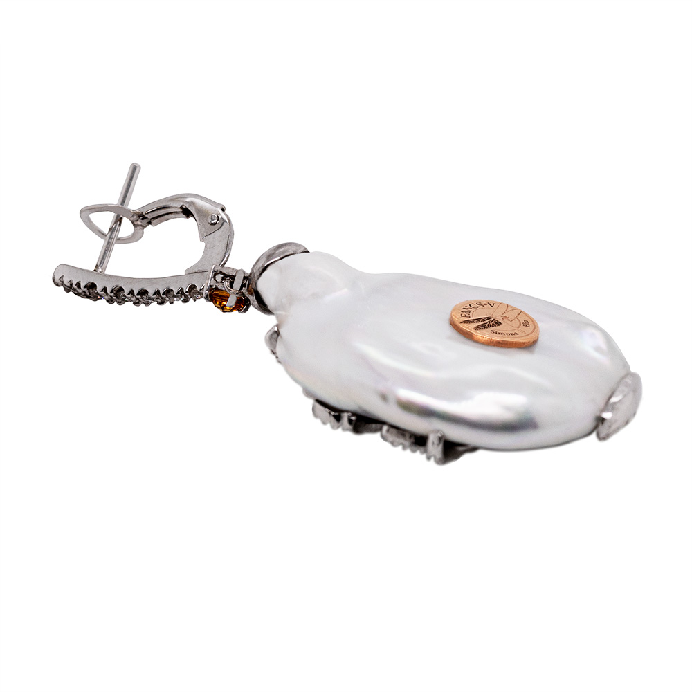 Orecchini in Oro con Perla, Diamanti, Zaffiri e Tzavorite <br><h6>FLO-003 OR</h6> - immagine 4