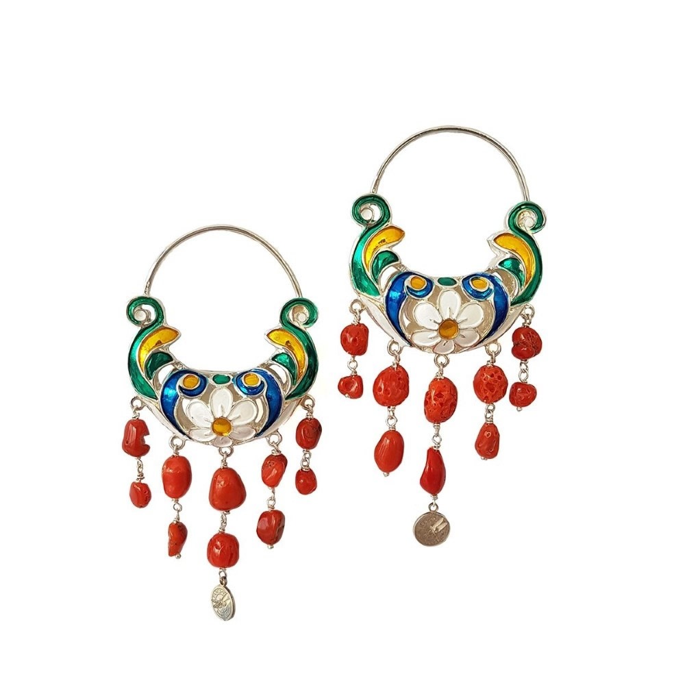 Orecchini in argento con coralli TRIQ-008 OR. G