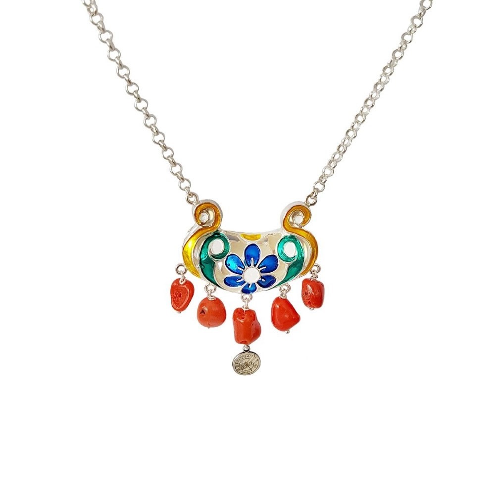 Pendente in argento con perla e coralli TRIQ-002 CION. P
