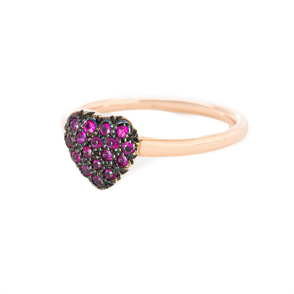 Anello Cuore in Oro e Argento con Rubini <br><h6>SWEET-CU-AN-RU</h6> - immagine 2