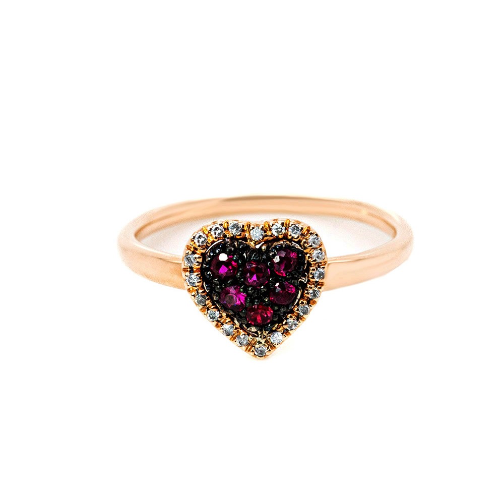 Anello in oro e argento, con rubini e diamanti SWEET-CU-AN-BR