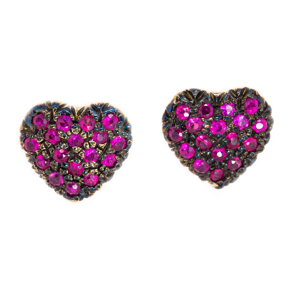 Orecchini in oro e argento con rubini SWEET-CU-OR