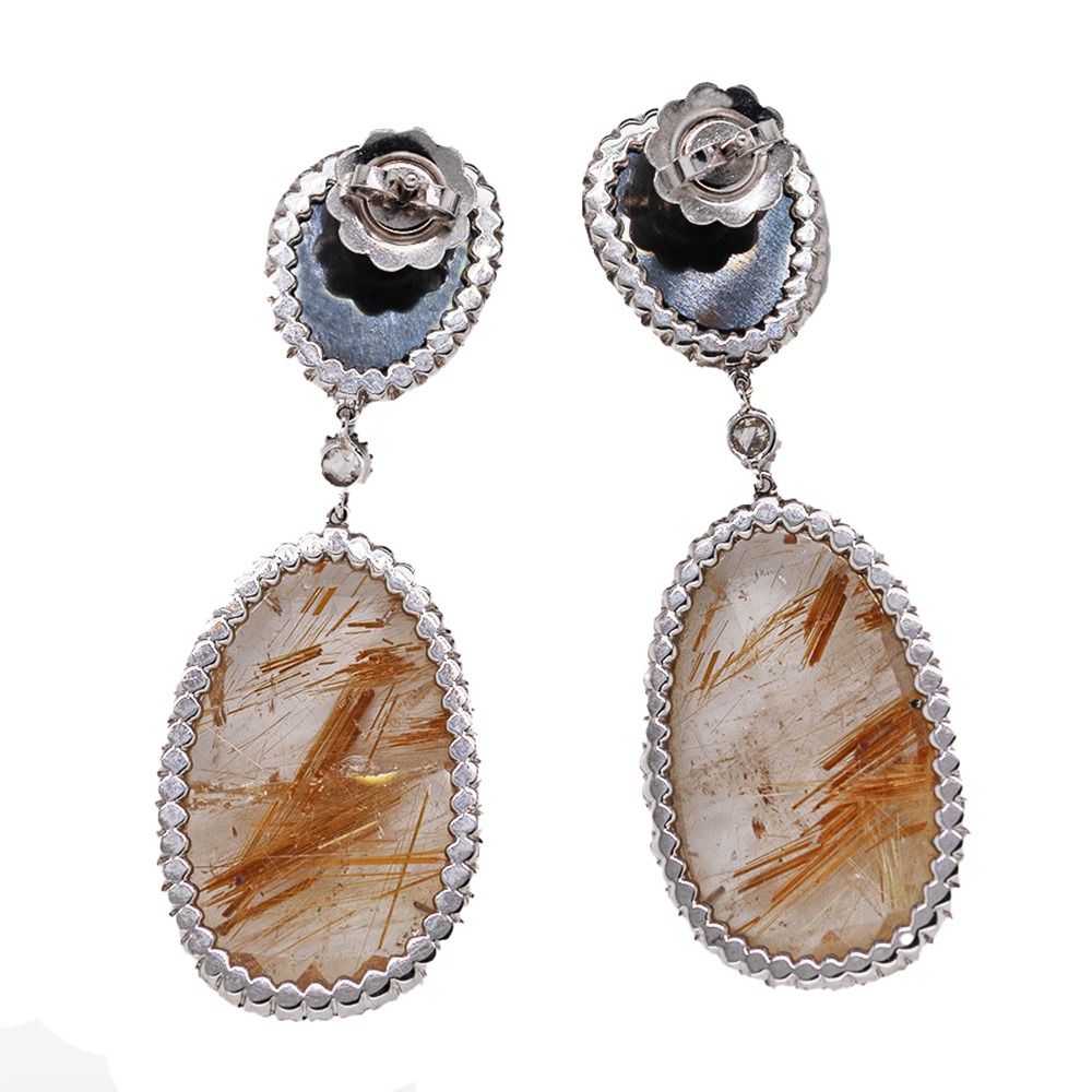 Orecchini in Oro con Pietre, Brillanti e Rose coronè <br><h6>ORFA-068</h6> - immagine 2