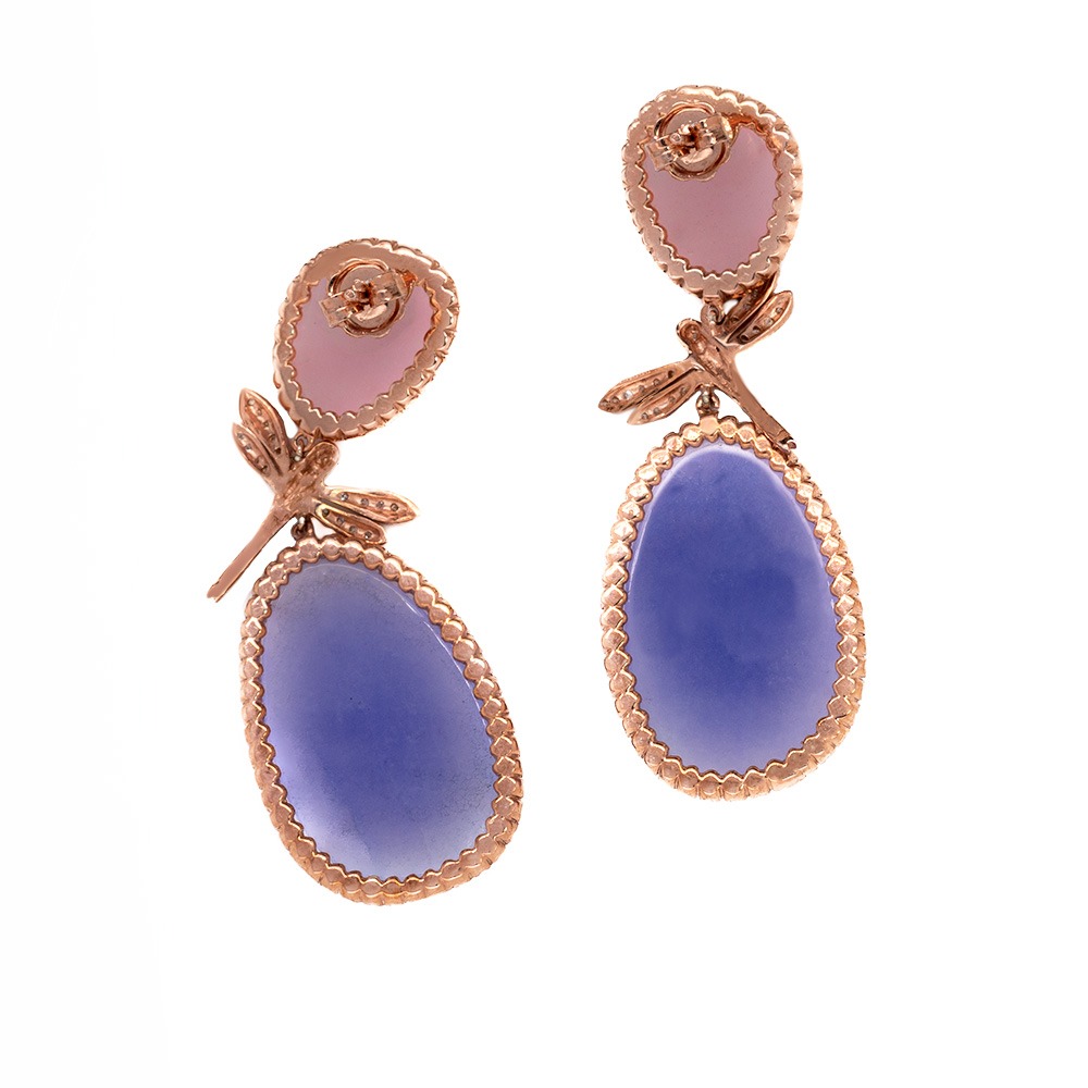 Orecchini Libellula in Argento con Cubic Zirconia e Quarziti <br><h6>MOD.01OR.N.F.</h6> - immagine 4