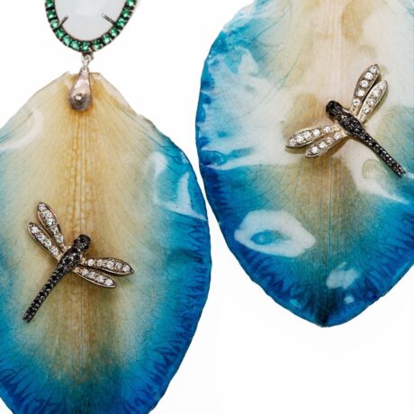 orecchini in argento 925 con caramella zirconi libellula