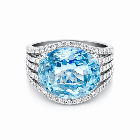 Anello in oro, brillanti e acqua marina <br><h6>ANF-ACQUAMARINA</h6>