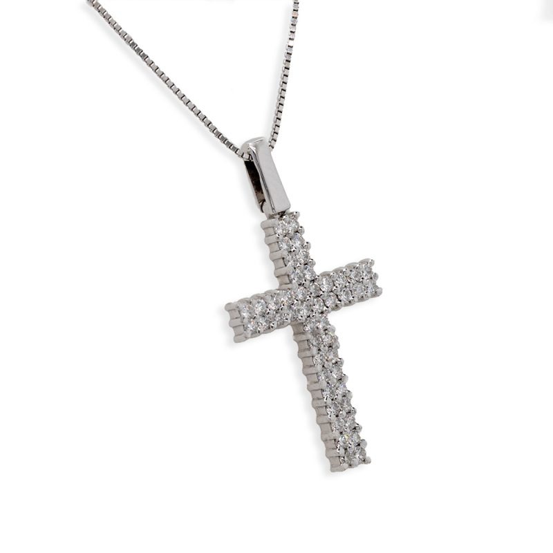 Croce in Oro con Brillanti e Catena <br><h6>CRO-290</h6> - immagine 2