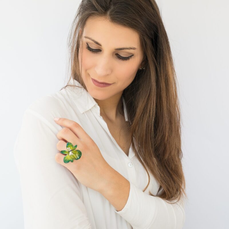 Anello in argento e zirconi, con orchidea MOD.SILVIA AN