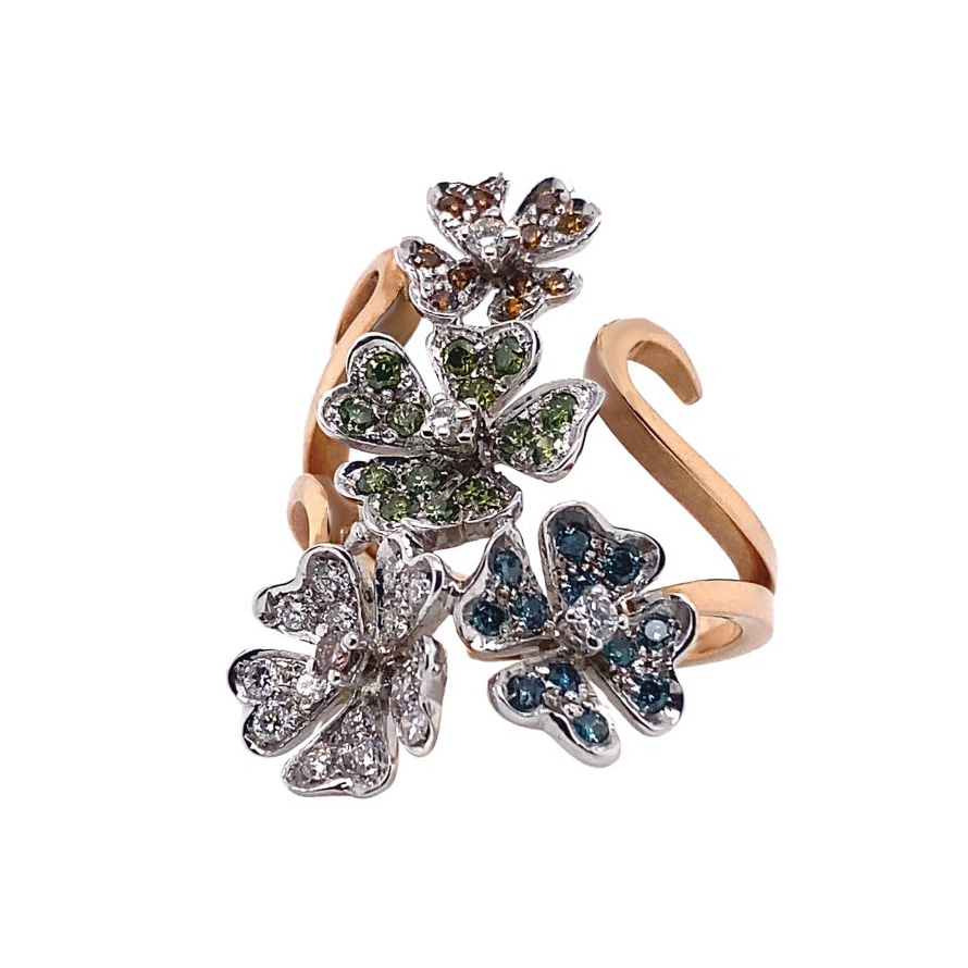 Anello Fiore in oro rosa con brillanti <br><h6>ANF 4FIORI</h6>