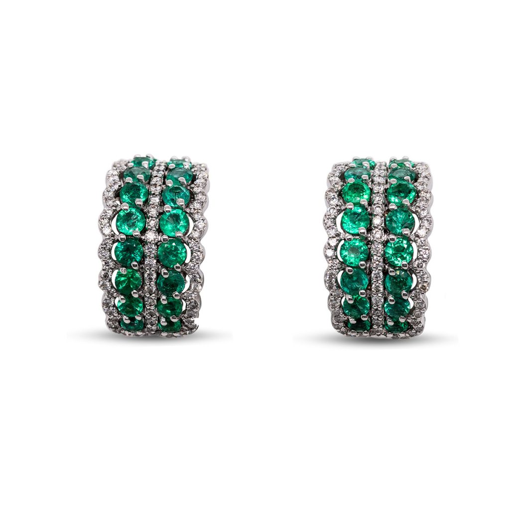 Orecchini in oro bianco e brillanti centrali e laterali ORDI-3062