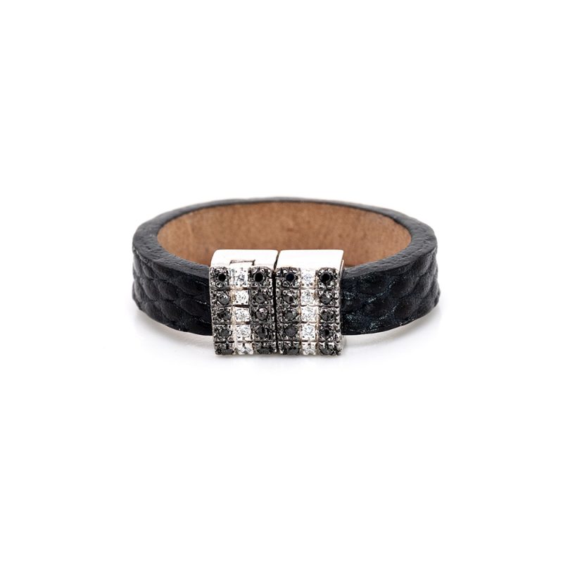 Anello in Oro con Caucciù, Brillanti Black e White <br><h6>MAN BS 7</h6>