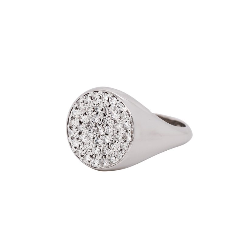 Anello chevalier in oro 750, con diamanti carati 0,50