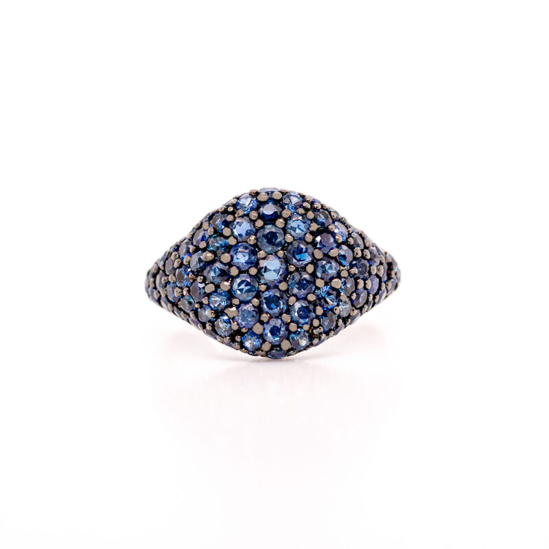 Anello chevalier in oro e zaffiro carati 1,60